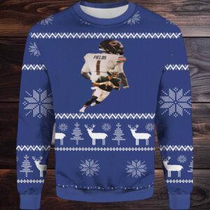 2025 Justin Fields Chicago Bear Down Ugly Christmas Sweater 2025 Justin Fields Chicago Bear Down Ugly Christmas Sweater