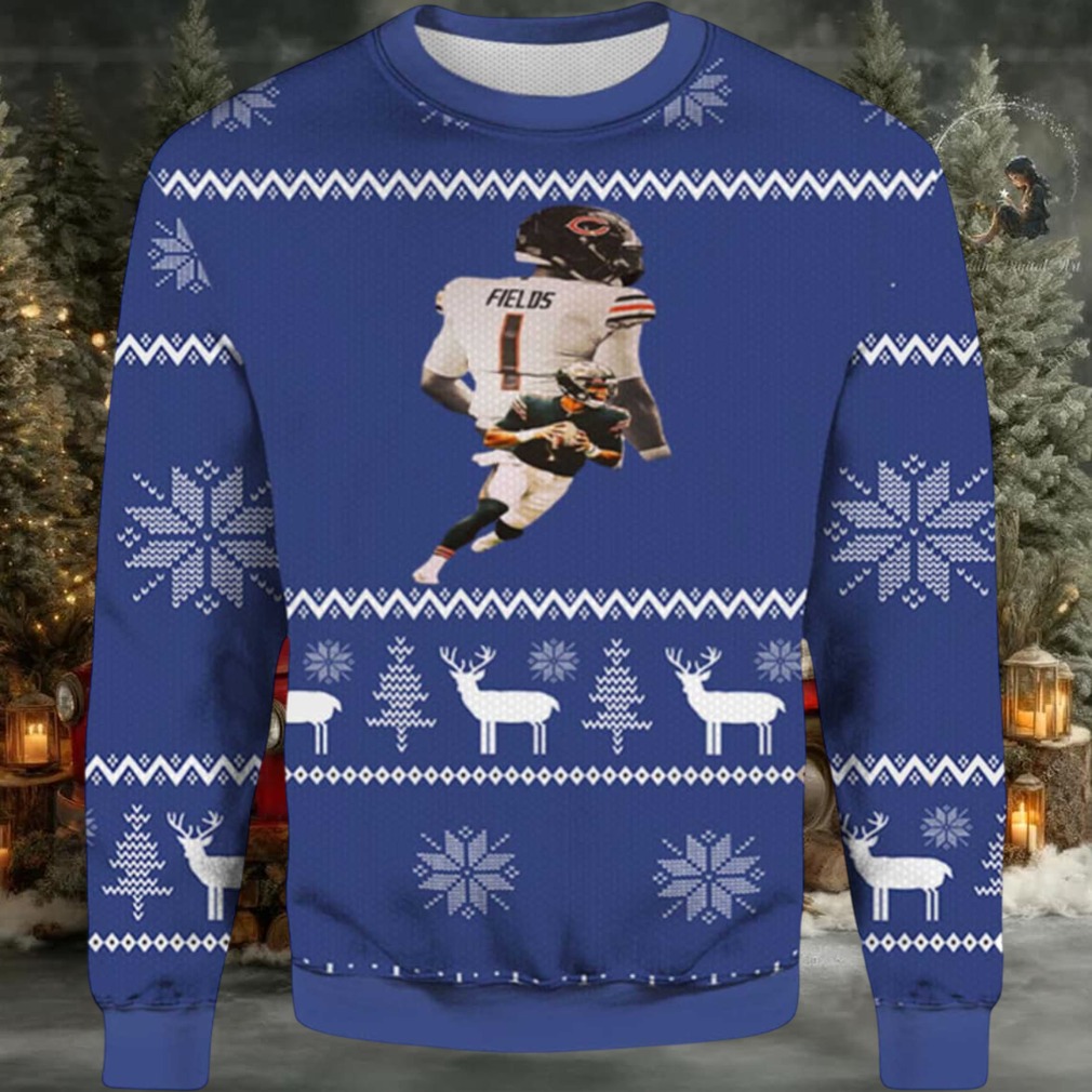 2025 Justin Fields Chicago Bear Down Ugly Christmas Sweater 2025 Justin Fields Chicago Bear Down Ugly Christmas Sweater
