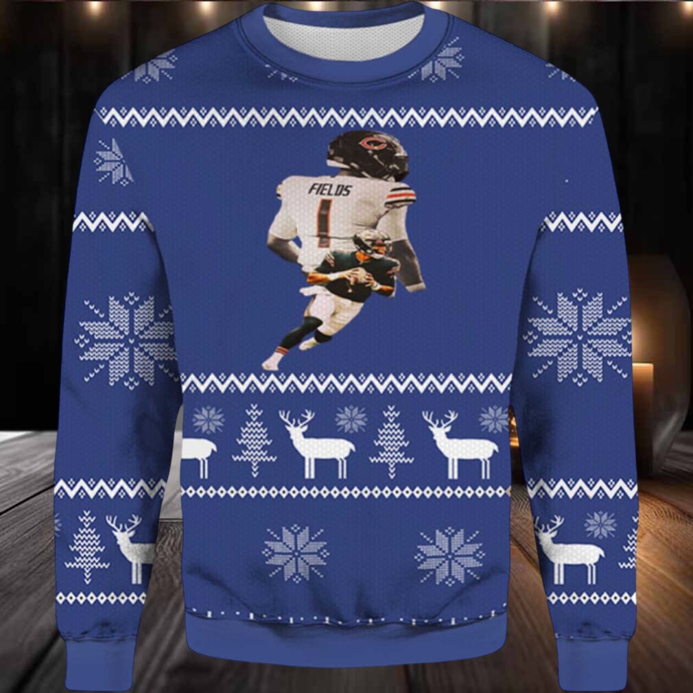 2025 Justin Fields Chicago Bear Down Ugly Christmas Sweater 2025 Justin Fields Chicago Bear Down Ugly Christmas Sweater