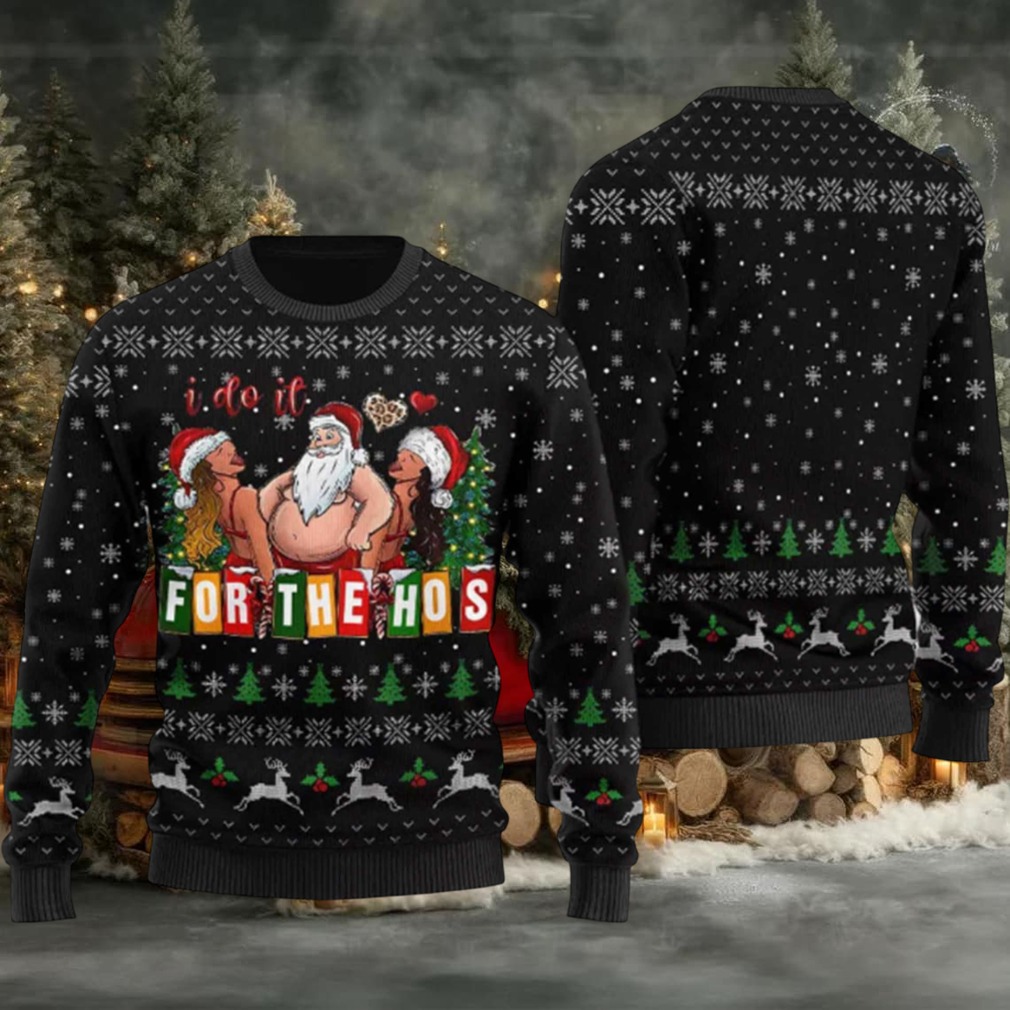 2025 Merry I Do It For The Hos Santa Ugly Christmas Sweater