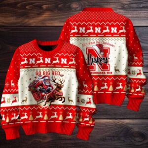 2025 Nebraska Cornhuskers Go Big Red Ugly Christmas Sweater 2025 Nebraska Cornhuskers Go Big Red Ugly Christmas Sweater