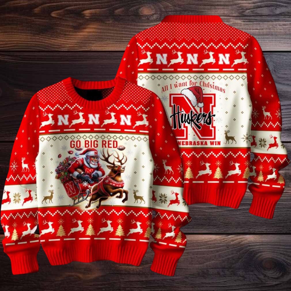 2025 Nebraska Cornhuskers Go Big Red Ugly Christmas Sweater 2025 Nebraska Cornhuskers Go Big Red Ugly Christmas Sweater