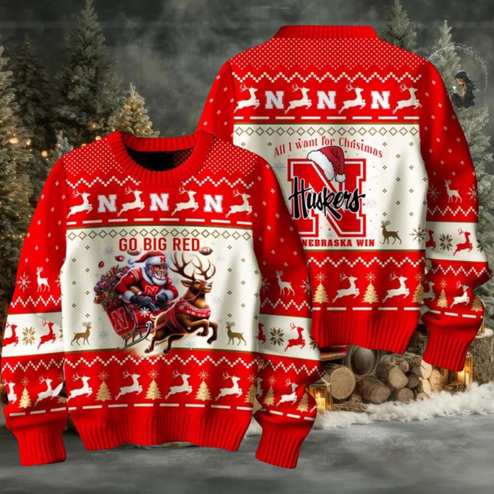 2025 Nebraska Cornhuskers Go Big Red Ugly Christmas Sweater 2025 Nebraska Cornhuskers Go Big Red Ugly Christmas Sweater