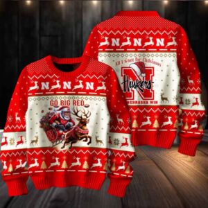 2025 Nebraska Cornhuskers Go Big Red Ugly Christmas Sweater
