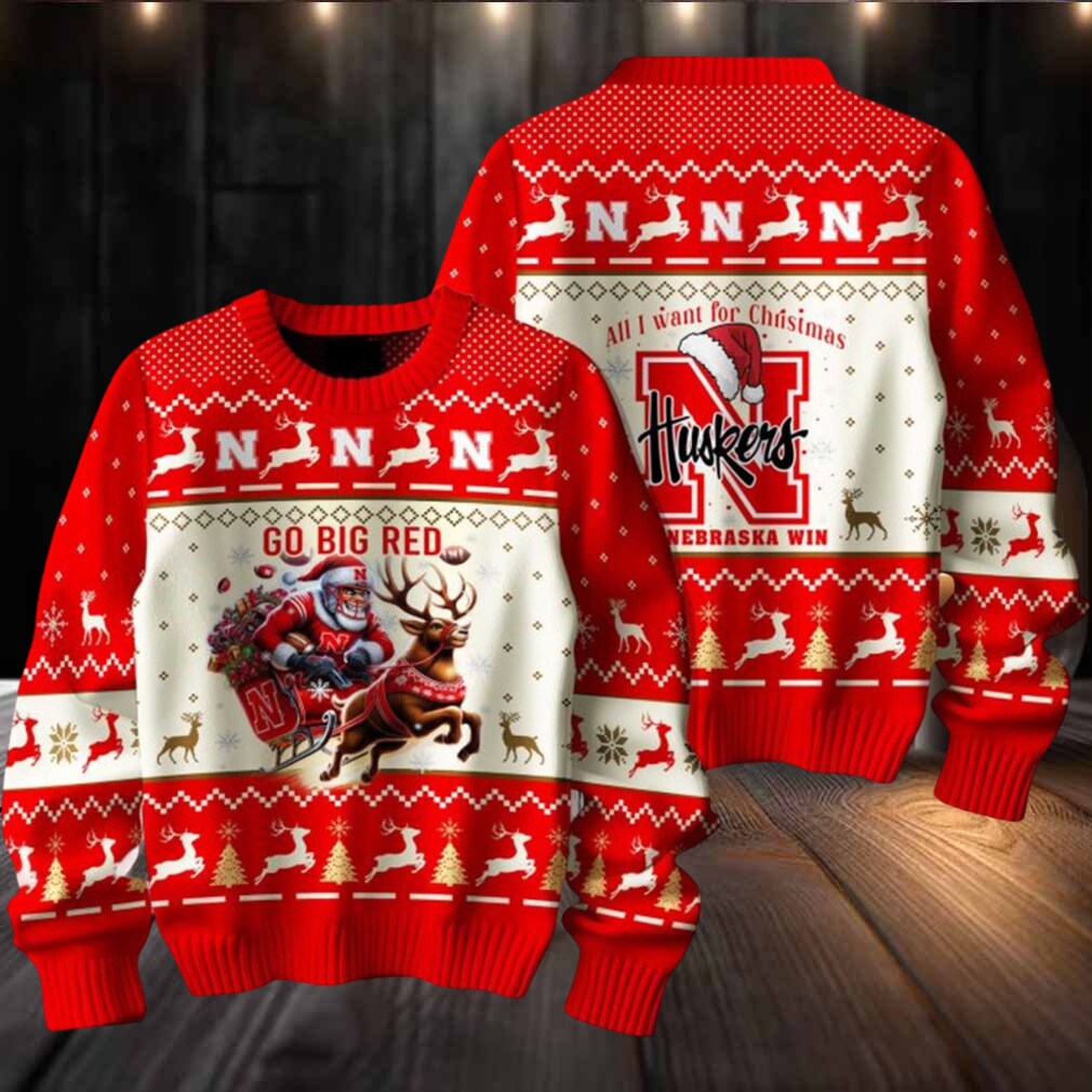 2025 Nebraska Cornhuskers Go Big Red Ugly Christmas Sweater 2025 Nebraska Cornhuskers Go Big Red Ugly Christmas Sweater