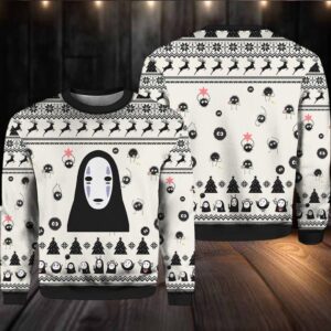 2025 No Face White Ugly Christmas Sweater
