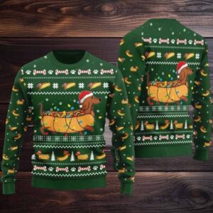 2025 Taco Dachshund Ugly Christmas Sweater 2025 Taco Dachshund Ugly Christmas Sweater