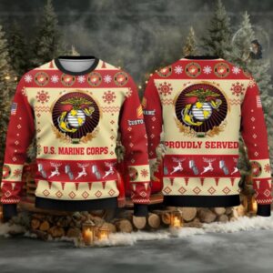 2025 US Marine Corps Veterans Proudly Served Ugly Christmas Sweater