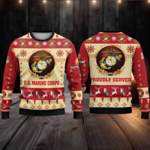 2025 US Marine Corps Veterans Proudly Served Ugly Christmas Sweater