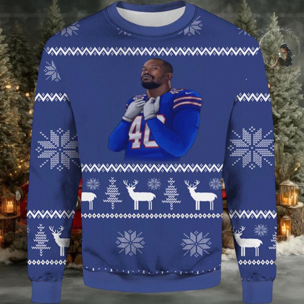 2025 Von Miller Bills Ugly Christmas Sweater 2025 Von Miller Bills Ugly Christmas Sweater
