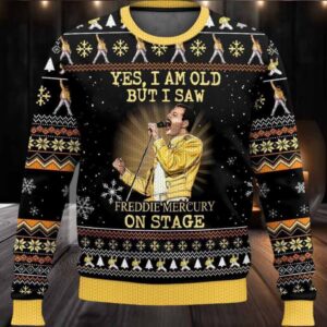 2025 Yes I Am Old But I Saw Freddie Mercury On Stage Freddie Mercury Queen Christmas Ugly Sweater