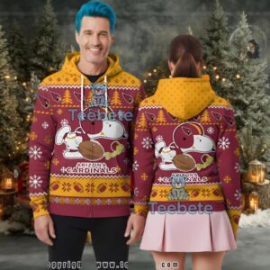 Arizona Cardinals Snoopy Peanuts Ugly 3D Pullover Hoodie
