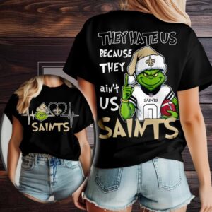 New Orleans Saints Grinch Santa They Hate Us Because They Ain’t Us Merry Christmas Shirt