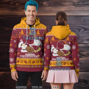 Arizona Cardinals Snoopy Peanuts Ugly 3D Pullover Hoodie