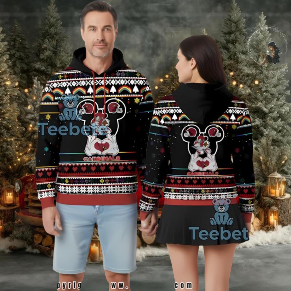 Arizona Cardinals Mickey Mouse Heart Ugly 3D Zip Up Hoodie Arizona Cardinals Mickey Mouse Heart Ugly 3D Zip Up Hoodie