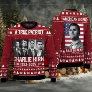 A True Patriot Charlie Kirk 1993 2025 Ugly Christmas Sweater
