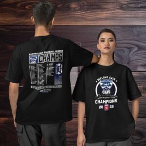 AFL Geelong Cats Australian Football League Champions 2025 two sided T shirt