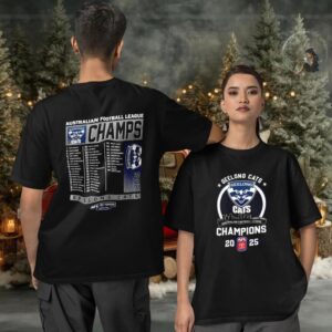 AFL Geelong Cats Australian Football League Champions 2025 two sided T shirt