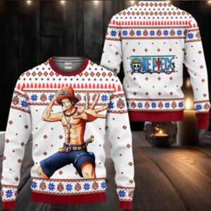 Ace Anime Ugly Christmas Sweater One Piece Ugly Christmas Sweater