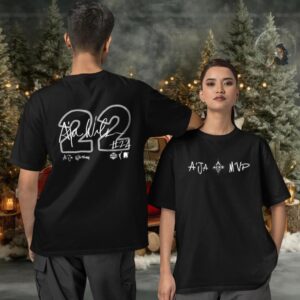 A’ja Wilson 22 MVP Las Vegas Aces signature two sided T shirt
