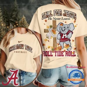 Alabama Crimson Tide 2025 NCAA Season Fall For Jesus Unisex 3D Shirt
