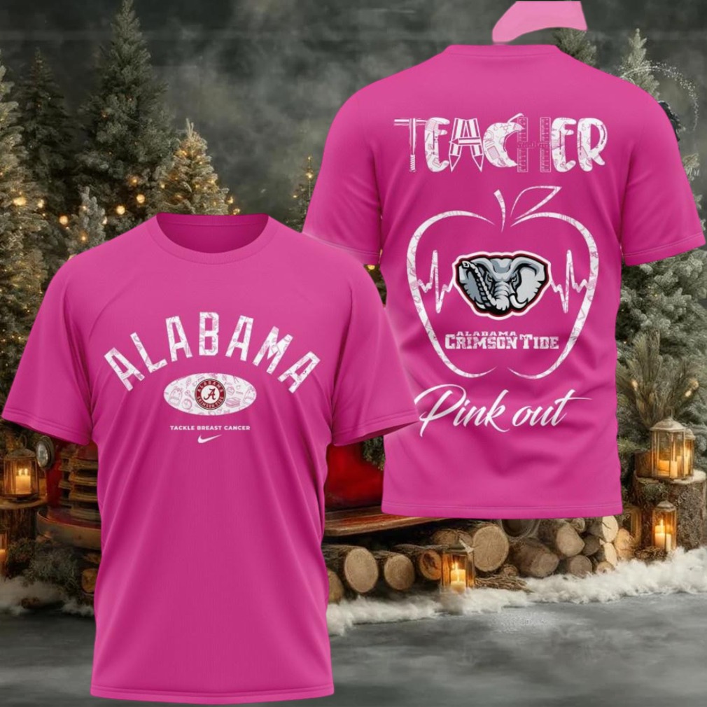 Alabama Crimson Tide 2025 NCAA Teacher Tackle Breast Cancer Unisex 3D Shirt Alabama Crimson Tide 2025 NCAA Teacher Tackle Breast Cancer Unisex 3D Shirt