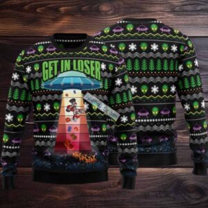 Alien Kidnaps Santa Claus On Christmas Eve Ugly Sweaters For Mens