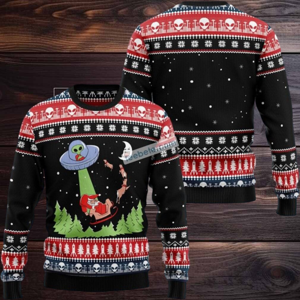 Alien Ufo Kidnaps Santa Claus Ugly Xmas Sweaters Funny