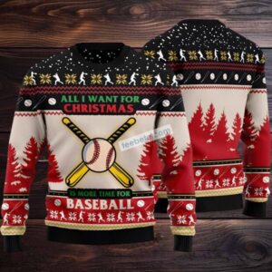 All I Want For Christmas Baseball Ugly Christmas Sweaters Family Black