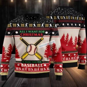 All I Want For Christmas Baseball Ugly Christmas Sweaters Family Black