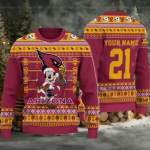 Arizona Cardinals Mickey Mouse Santa Ugly Christmas Sweater