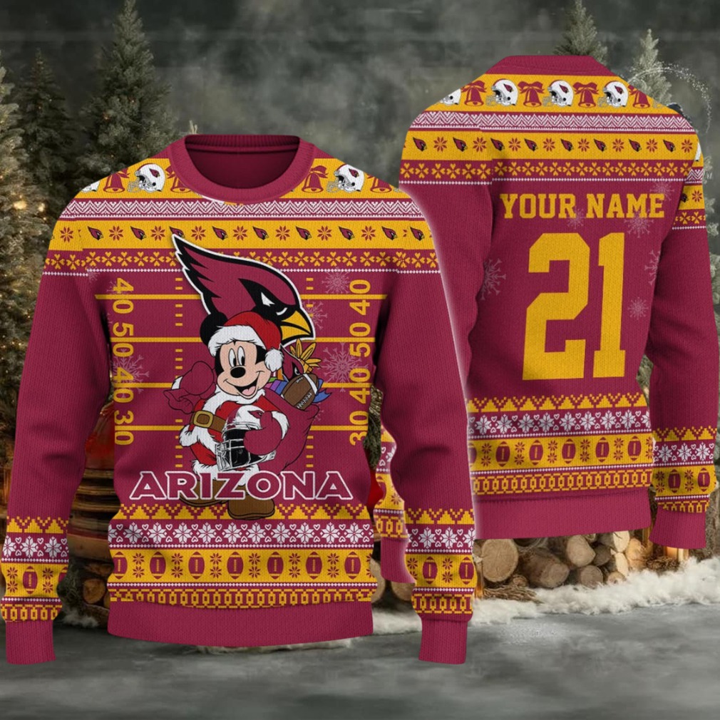 Arizona Cardinals Mickey Mouse Santa Ugly Christmas Sweater Arizona Cardinals Mickey Mouse Santa Ugly Christmas Sweater