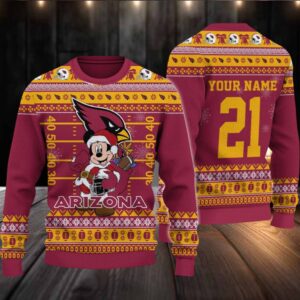 Arizona Cardinals Mickey Mouse Santa Ugly Christmas Sweater