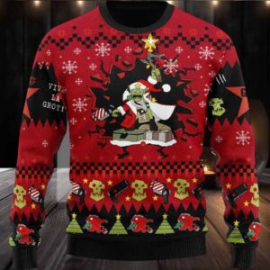 Armed And Dangerous Red Gobbo Iconic Ugly Christmas Sweater