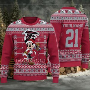 Atlanta Falcons Mickey Mouse Santa Ugly Christmas Sweater