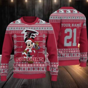 Atlanta Falcons Mickey Mouse Santa Ugly Christmas Sweater