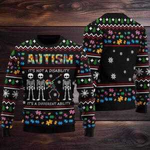 Autism It’s Not A Disability It’s A Different Ability Ugly Christmas Sweater Autism It’s Not A Disability It’s A Different Ability Ugly Christmas Sweater