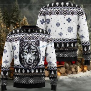 Awesome Wolf Face Ugly Sweater Christmas Party