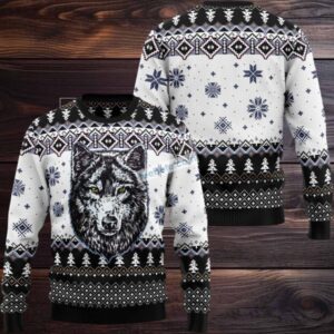 Awesome Wolf Face Ugly Sweater Christmas Party