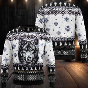 Awesome Wolf Face Ugly Sweater Christmas Party
