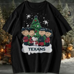 Houston Texans Peanuts Snoopy and Friends Christmas T shirt