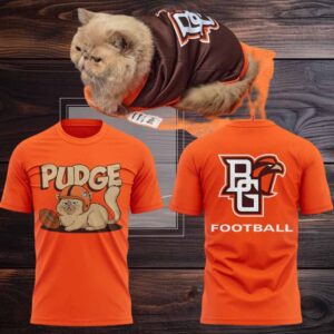 BGSU Bowling Green State University football Pudge the cat 2 sided t shirt