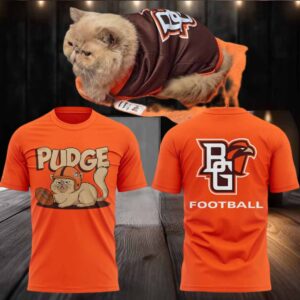 BGSU Bowling Green State University football Pudge the cat 2 sided t shirt