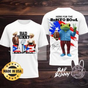 Bad Bunny Here For The Benito Bowl White Tshirt Double Sided