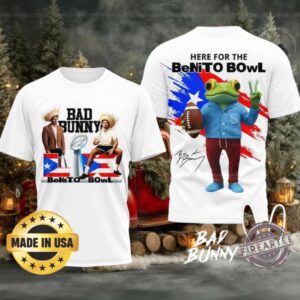 Bad Bunny Here For The Benito Bowl White Tshirt Double Sided