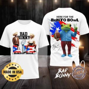 Bad Bunny Here For The Benito Bowl White Tshirt Double Sided