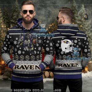 Baltimore Ravens Mascot Ugly 3D Hoodie Football Player Christmas