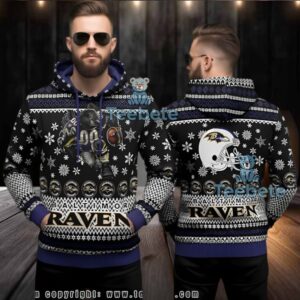 Baltimore Ravens Mascot Ugly 3D Hoodie Football Player Christmas