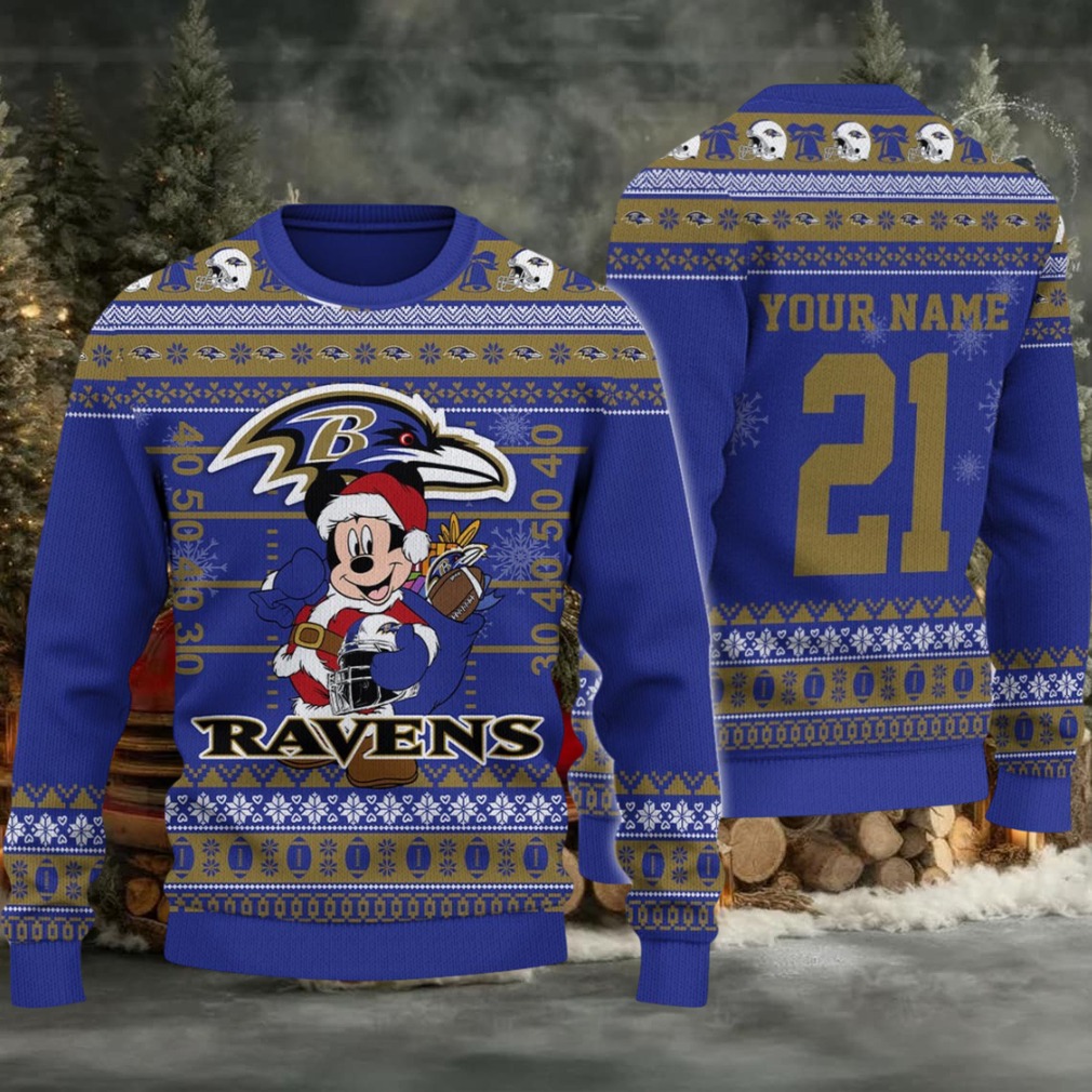 Baltimore Ravens Mickey Mouse Santa Ugly Christmas Sweater Baltimore Ravens Mickey Mouse Santa Ugly Christmas Sweater