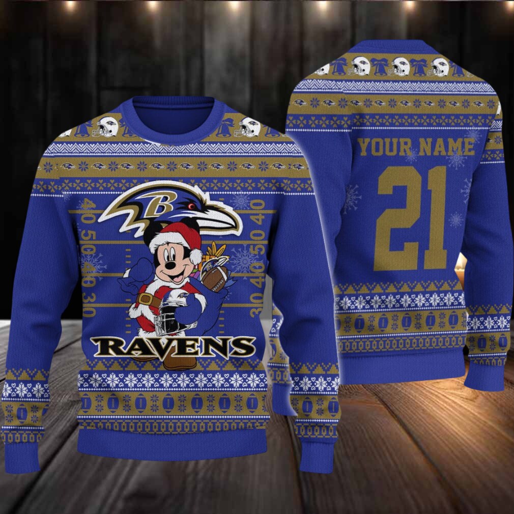Baltimore Ravens Mickey Mouse Santa Ugly Christmas Sweater Baltimore Ravens Mickey Mouse Santa Ugly Christmas Sweater